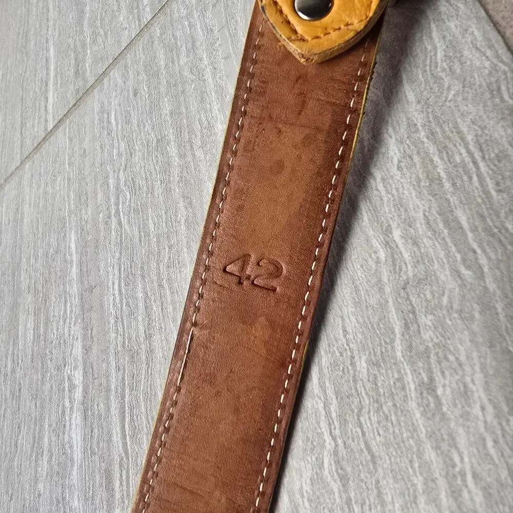 Vintage Versace Ostrich Leater Belt with lion head hinges